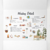 Rustic Forest Glamping Wedding Tri-Fold Invitation Drieluik Uitnodiging (Binnenkant midden)