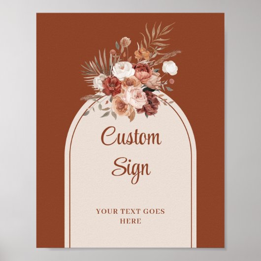 Rustic Forest Green Gold Leaves Wedding Custom Poster (Voorkant)