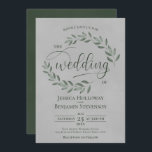 Rustic Forest Green Leaves Elegant Gray Wedding Kaart<br><div class="desc">These beautiful wedding uitnoation features a rustic design with sprigs of rust forest green colored leaves and modern script lettering on a marbled gray colored background. Sophisticated,  classiy,  and chic,  these uitnoes are perfect for outdoor ceremony.</div>