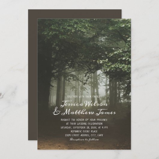 Rustic Forest Green Trees Summer Country Wedding Kaart (Voorkant / Achterkant)