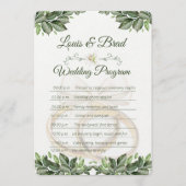 Rustic Forest Greenery Floral Wedding Program Card Programmakaart (Voorkant)