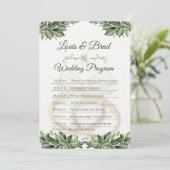 Rustic Forest Greenery Floral Wedding Program Card Programmakaart (Staand voorkant)