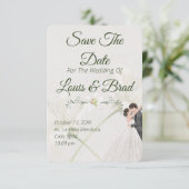 Rustic Forest Greenery Floral Wedding Save the Dat Aankondiging (Staand voorkant)