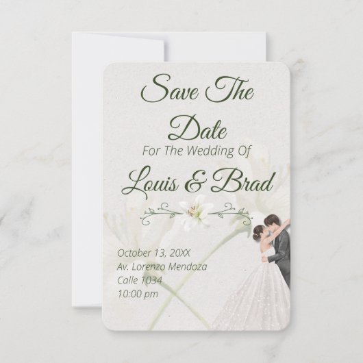 Rustic Forest Greenery Floral Wedding Save the Dat Aankondiging (Voorkant)