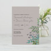 Rustic Forest Greens op Slate Gray Wedding Kaart (Staand voorkant)