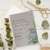 Rustic Forest Greens op Slate Gray Wedding Kaart