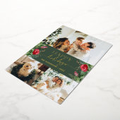 Rustic Forest Groen Botanisch Bloemmotief 3 Foto G Folie Feestdagenkaart (Gedraaid)