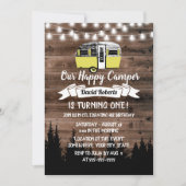 Rustic Forest Happy Camper Birthday Barn Wood Kaart (Voorkant)
