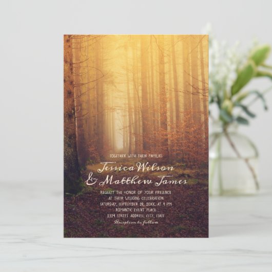 Rustic Forest Herfst Herfst Bossen Country Wedding Kaart (Staand voorkant)