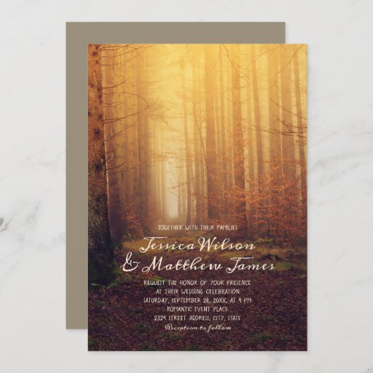 Rustic Forest Herfst Herfst Bossen Country Wedding Kaart (Voorkant / Achterkant)