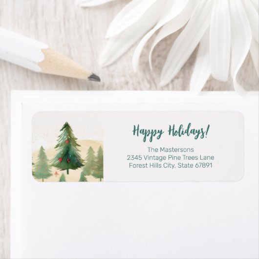 Rustic Forest Kerstbomen Retouradres Label (Insitu)