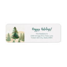 Rustic Forest Kerstbomen Retouradres Label