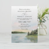 Rustic Forest Lake Landscape QR Code Wedding Kaart (Staand voorkant)
