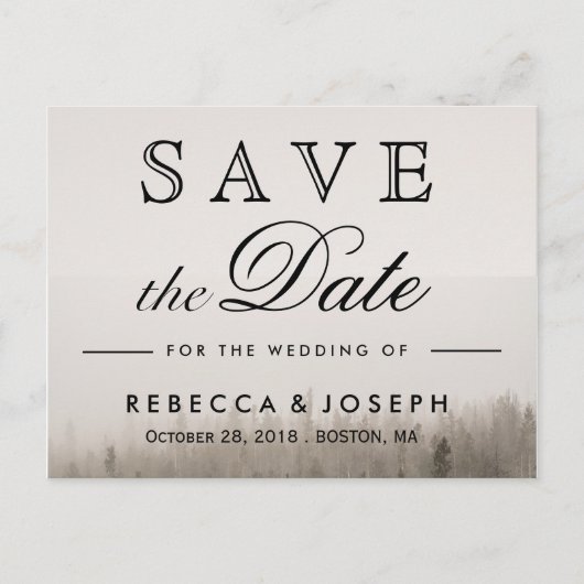 Rustic Forest Misty Landscape Wedding Aankondigingskaart (Voorkant)