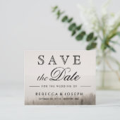 Rustic Forest Misty Landscape Wedding Aankondigingskaart (Staand voorkant)
