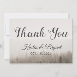Rustic Forest Misty Landscape Wedding Bedankkaart