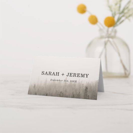 Rustic Forest Misty Landschap Wedding Place Card Plaatskaartje (Achterkant)