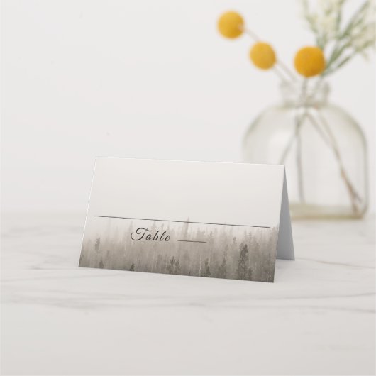 Rustic Forest Misty Landschap Wedding Place Card Plaatskaartje (Voorkant)