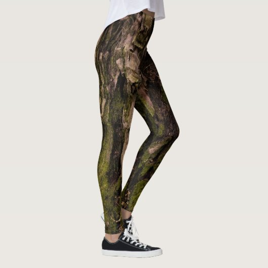 Rustic Forest Mossy Green Tree Bark Leggings (Rechts)