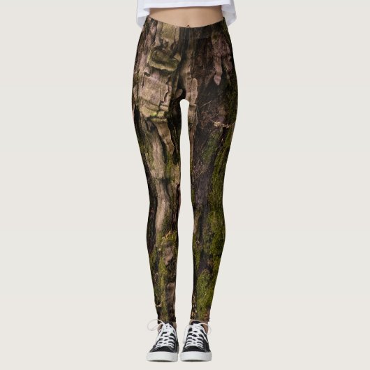 Rustic Forest Mossy Green Tree Bark Leggings (Voorkant)