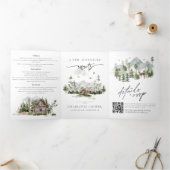 Rustic Forest Mountain Camp vrijgezellenfeest Drieluik Uitnodiging (Binnen)