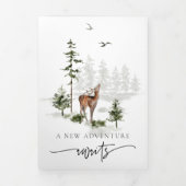 Rustic Forest Mountain Camp vrijgezellenfeest Drieluik Uitnodiging (Cover)