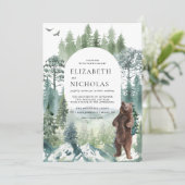 Rustic Forest Mountain | Camping Wedding Kaart (Staand voorkant)