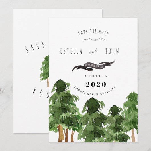 Rustic Forest Mountain Save the Date Wedding Kaart (Voorkant / Achterkant)