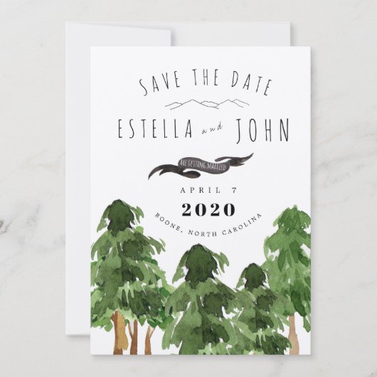 Rustic Forest Mountain Save the Date Wedding Kaart (Voorkant)