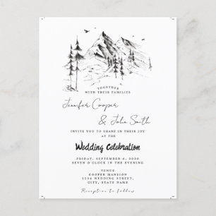 Rustic Forest Mountain Sketch Destination Wedding Briefkaart