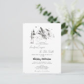 Rustic Forest Mountain Sketch Destination Wedding Briefkaart (Staand voorkant)