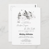 Rustic Forest Mountain Sketch Destination Wedding Briefkaart (Voorkant / Achterkant)