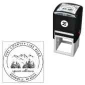 Rustic Forest Mountain Sketch Return Address Zelfinktende Stempel (In situ)
