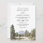 Rustic Forest Mountain Skyline QR Code Wedding Kaart (Voorkant)