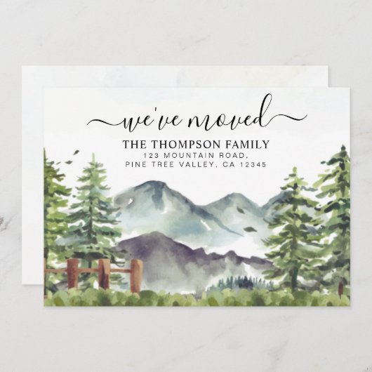 Rustic Forest Mountain We hebben New Home Moving b Aankondiging (Voorkant / Achterkant)
