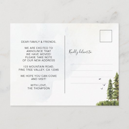 Rustic Forest Mountain We hebben New Home Moving b Aankondigingskaart (Achterkant)