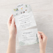 Rustic Forest Mountain Wedding All In One Uitnodiging (Afscheurbaar)