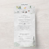Rustic Forest Mountain Wedding All In One Uitnodiging (Binnen)