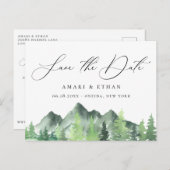 Rustic Forest Mountain Wedding Bewaar de datum Aankondigingskaart (Voorkant / Achterkant)