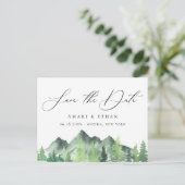 Rustic Forest Mountain Wedding Bewaar de datum Aankondigingskaart (Staand voorkant)