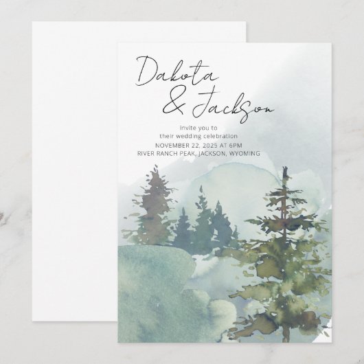 Rustic Forest Mountain Wedding Kaart (Voorkant / Achterkant)