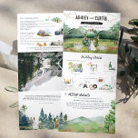 Rustic Forest Mountain Wedding Tri-Fold Uitnodigin Drieluik Uitnodiging<br><div class="desc">Doe mee in de bergen! Plaats de toon voor een rustige bosbruiloft met een reisuitnodiging van het douaneweekend. Deze uitnodiging is een geweldige manier om je gasten aanvullende informatie te geven over de bruiloft. Deze kaarten kunnen een lijst maken van de feestelijkheden rond je trouwweekend, zoals welkome cocktails, na feestjes...</div>
