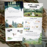 Rustic Forest Mountain Wedding Tri-Fold Uitnodigin Drieluik Uitnodiging<br><div class="desc">Doe mee in de bergen! Plaats de toon voor een rustige bosbruiloft met een reisuitnodiging van het douaneweekend. Deze uitnodiging is een geweldige manier om je gasten aanvullende informatie te geven over de bruiloft. Deze kaarten kunnen een lijst maken van de feestelijkheden rond je trouwweekend, zoals welkome cocktails, na feestjes...</div>