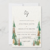 Rustic Forest & Mountains Monogram Weddenschap Kaart (Voorkant)