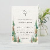 Rustic Forest & Mountains Monogram Weddenschap Kaart (Staand voorkant)