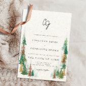 Rustic Forest & Mountains Monogram Weddenschap Kaart