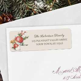 Rustic Forest Mushrooms kerstretour adres Etiket