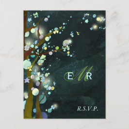 Rustic Forest Night Wedding RSVP Uitnodiging Briefkaart