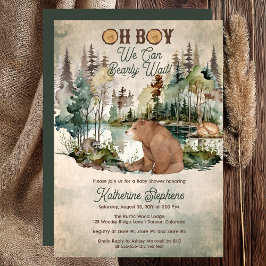 Rustic Forest Oh Boy Barly Wait Baby shower Kaart