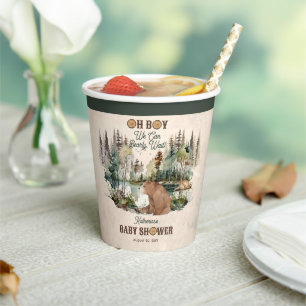 Rustic Forest Oh Boy Barly Wait Baby shower Papieren Bekers